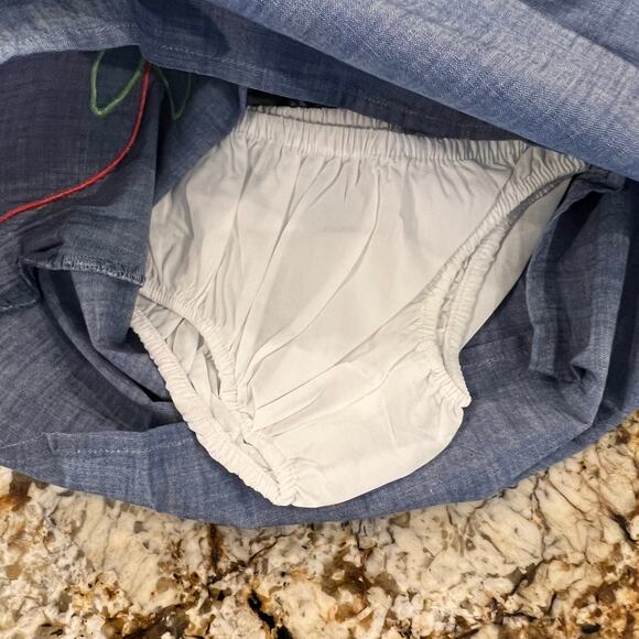 NWT Gymboree Blue Chambray W/Embroidered Strawberry Shift Dress - Picture 6 of 9